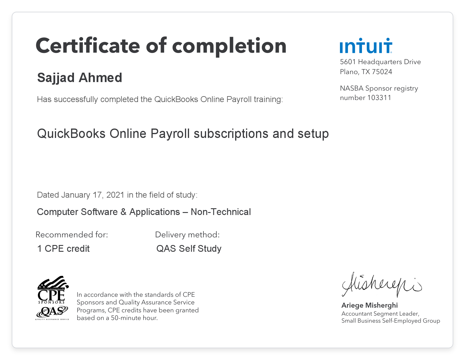 CPE credit - QuickBooksOnlinePayrollsubscriptionsandsetup - Sajjad Ahmed.pdf