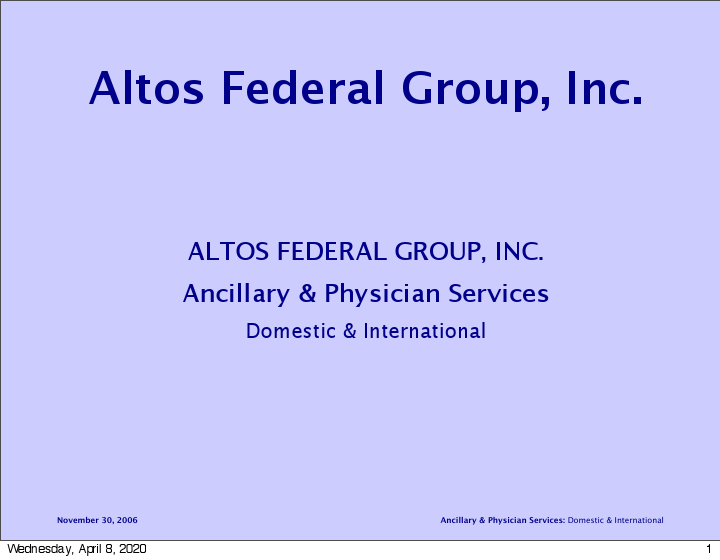 Altos Federal Group, Inc Corporate Capability Statement -- 11-30-06.pdf