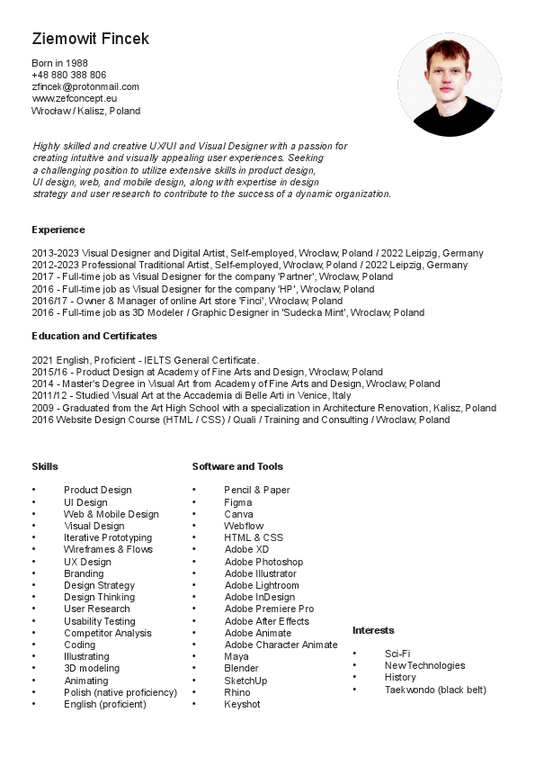 Ziemowit Fincek UX UI Visual Design CV 2023.pdf