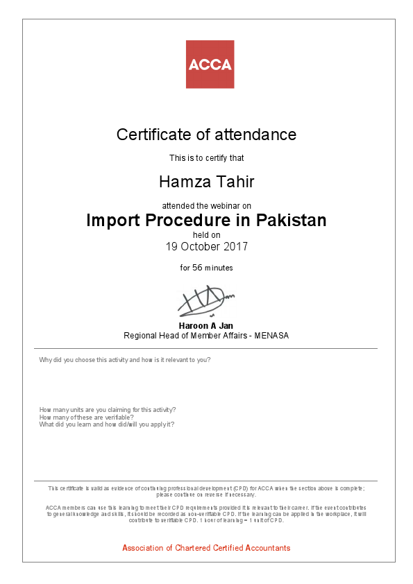 Certificate of participation - Import Procedure in Pakistan.pdf
