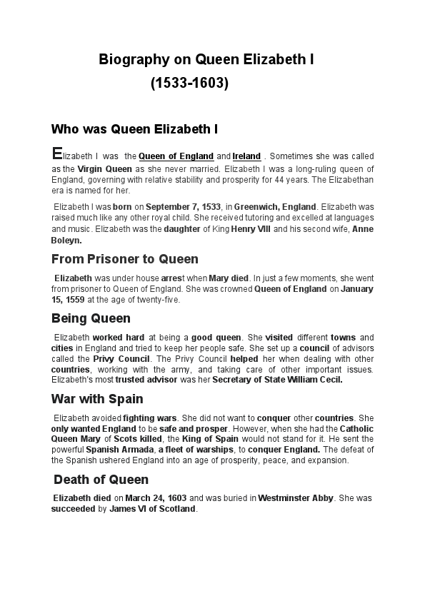 Biography on Queen Elizabeth I.pdf