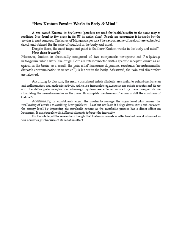 How Kratom Powder Works in Body.pdf