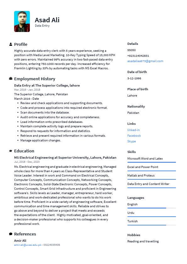 Asad Ali - Data Entry Resume.pdf