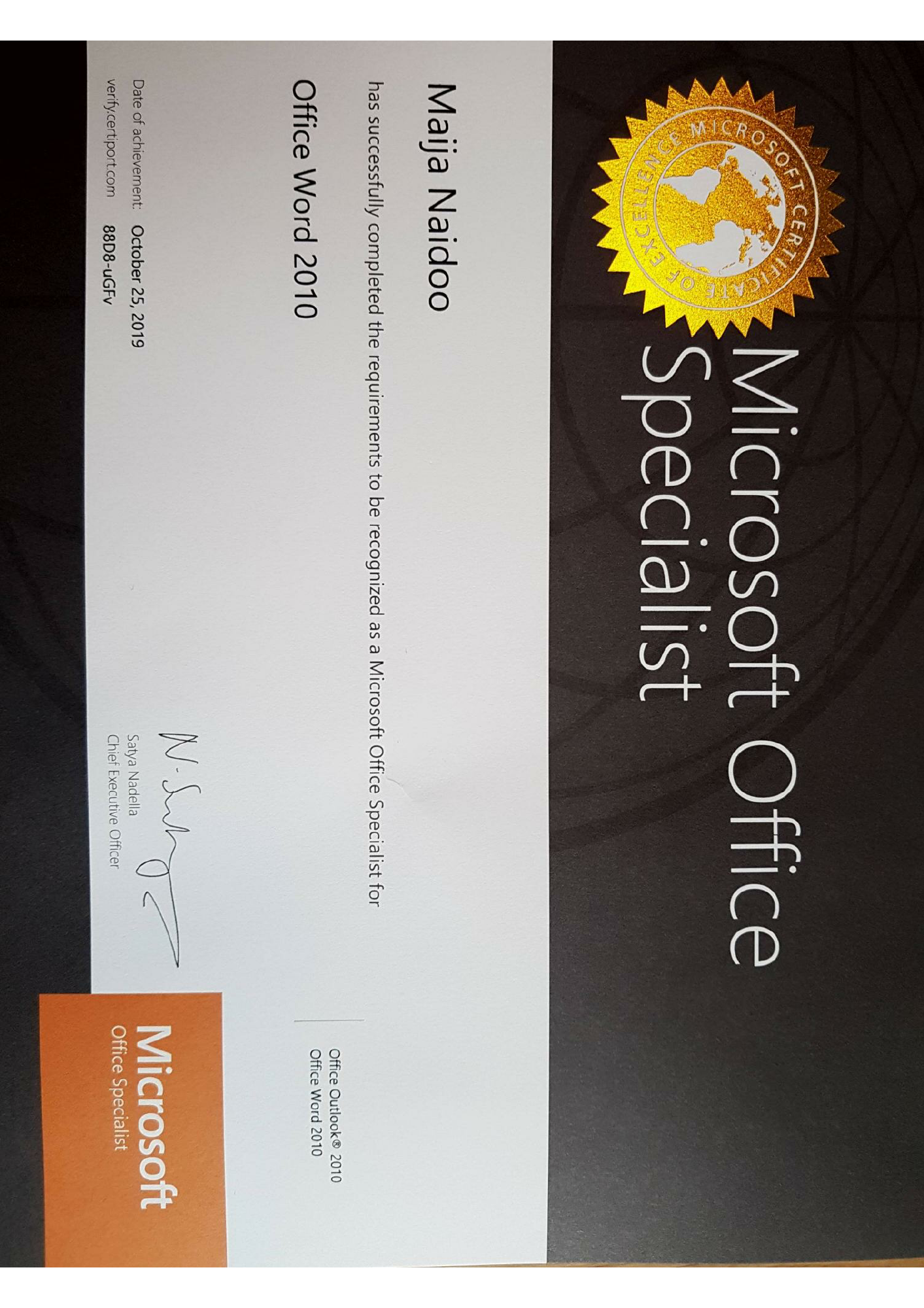 Microsoft Office specialist - Word 2010 - Certificate - Oct 2019.pdf