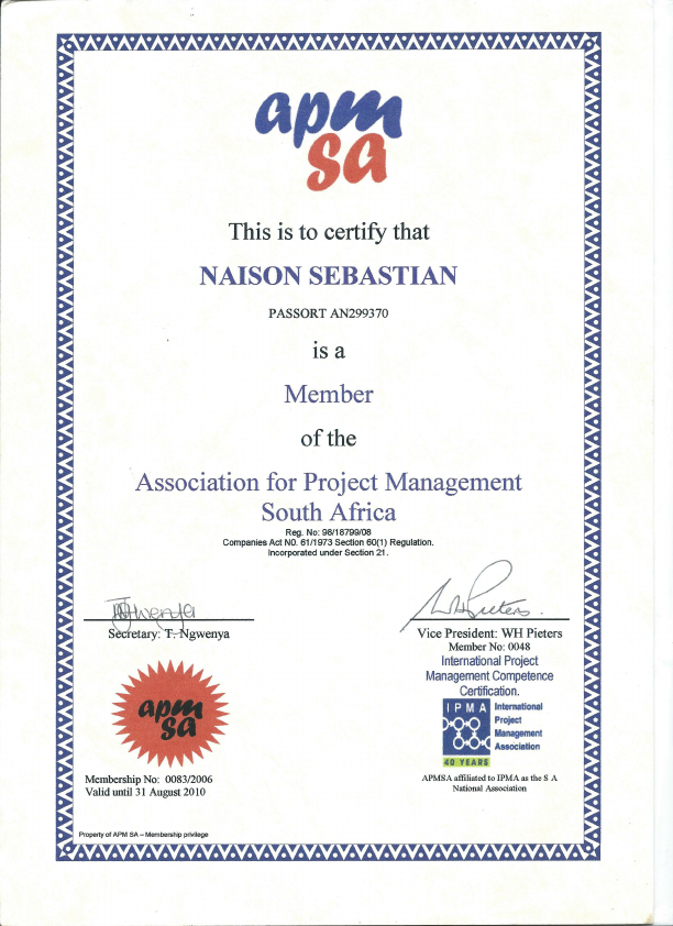 APSA - Project Managers Membership Certificate.pdf