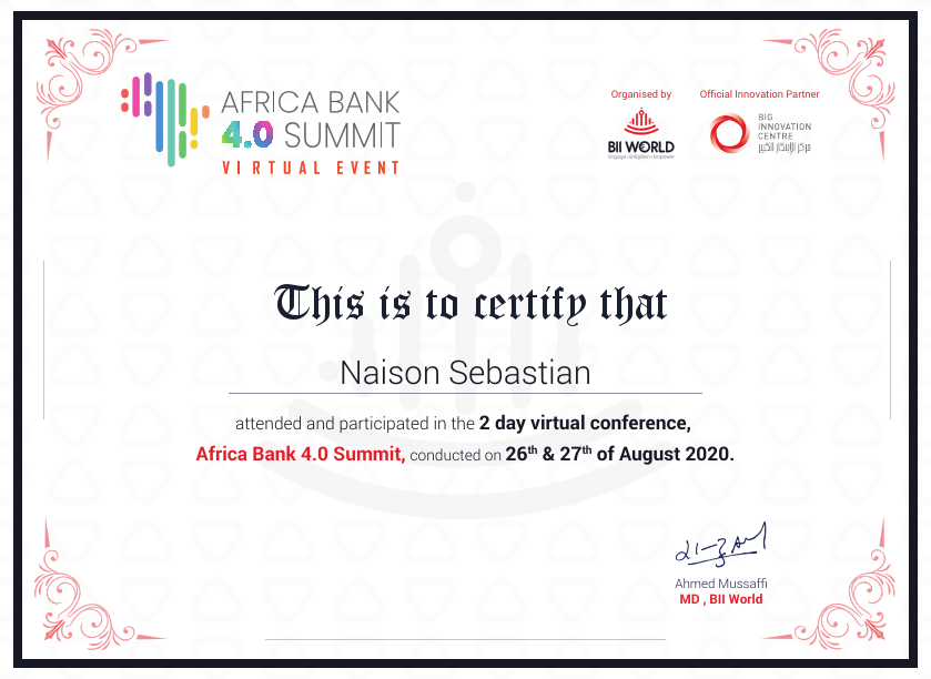 Africa Bank Summit Conference 2020 e-Certificate of Attendance_Naison Sebastian.pdf