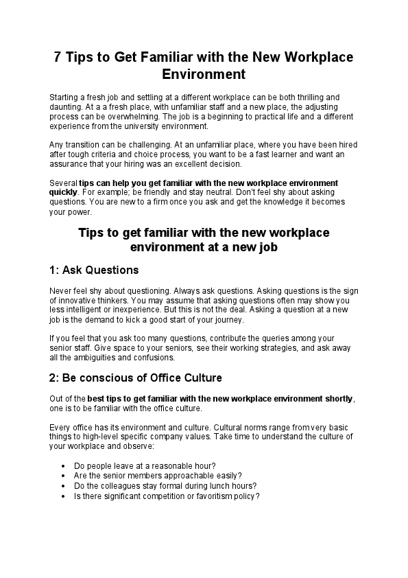 7 Tips to get Familiar with the New Workplace Environment.pdf