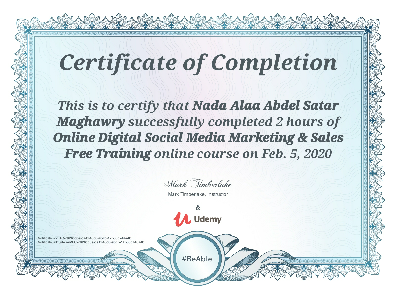 Udemy Certificate for Online social media marketing and Sales free training.pdf