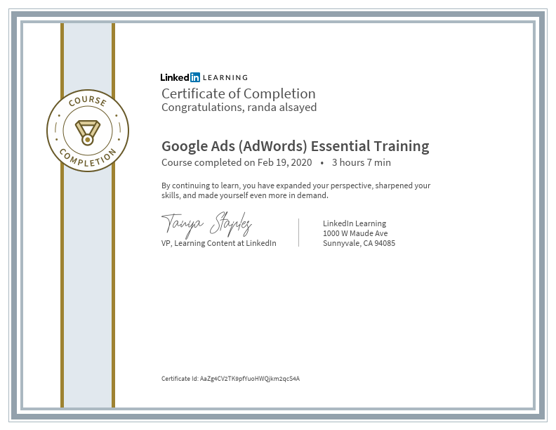 CertificateOfCompletion_Google Ads Adwords Essential Training 2.pdf