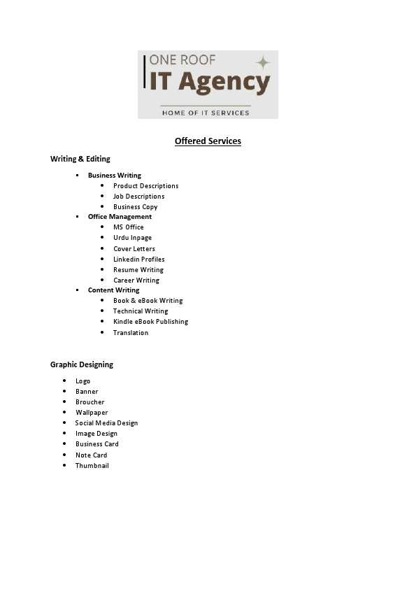 One Roof IT Agency Offered Services.pdf