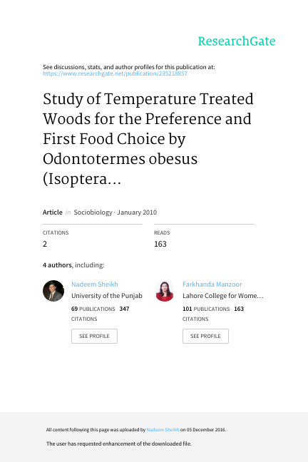 21-2010 Study of Temperature Treated Woods for the Preference and First Food Choice by Odontotermes obesus (Isoptera Termitidae).pdf