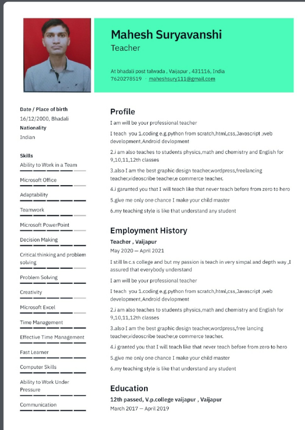 resume of teacher.pdf