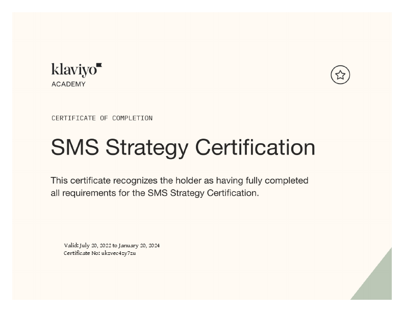 Klaviyo SMS Certificate.pdf