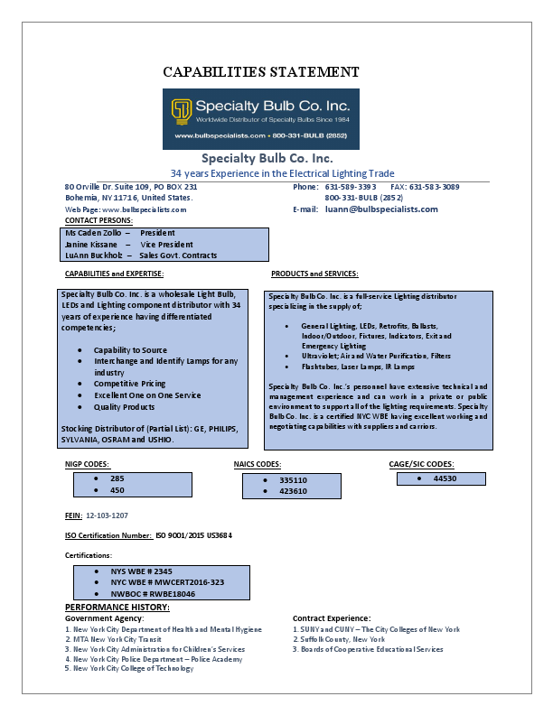Capability Statement_Speciality+Bulb+Co.+Inc._LuAnn.pdf