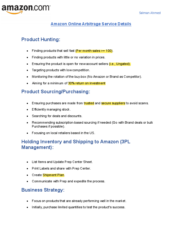 Amazon Online Arbitrage Service Details.pdf
