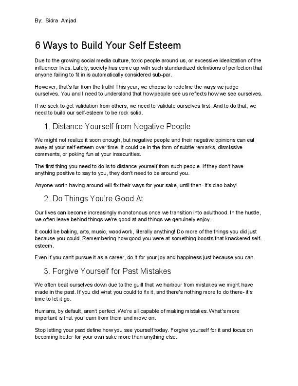 6 Ways to Build Your Self Esteem - by Sidra A.pdf