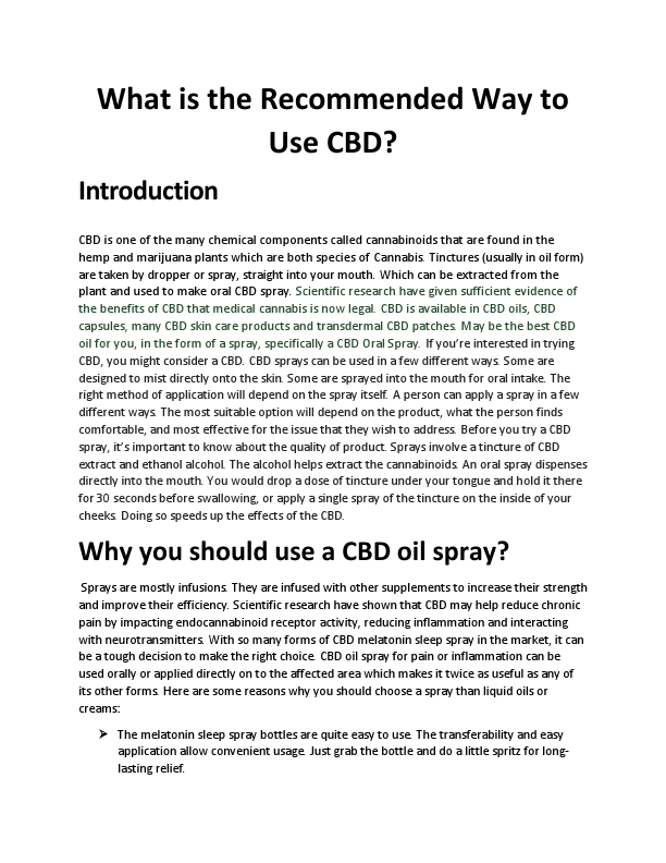 What is the Recommended Way to Use CBD Spray.pdf