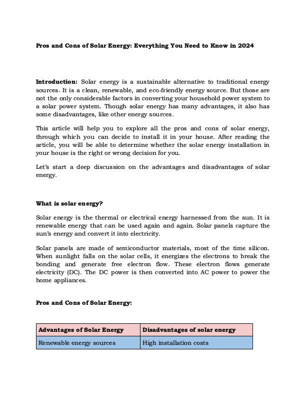 Pros and cons of Solar Energy_ Everything you need to know in 2024.pdf