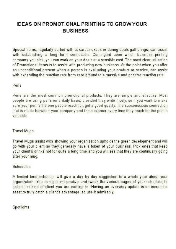 IDEAS ON PROMOTIONAL PRINTING TO GROW YOUR  BUSINESS.pdf