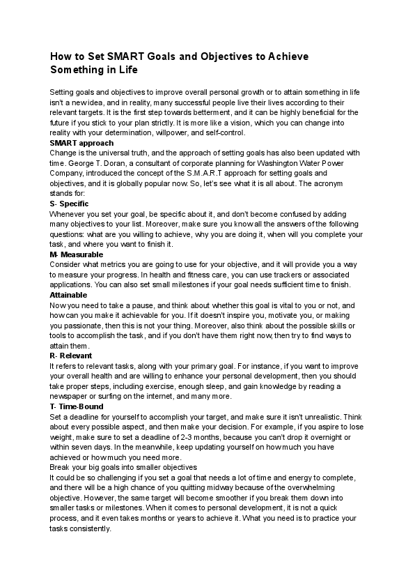 How to set smart objective to achieve goals.pdf