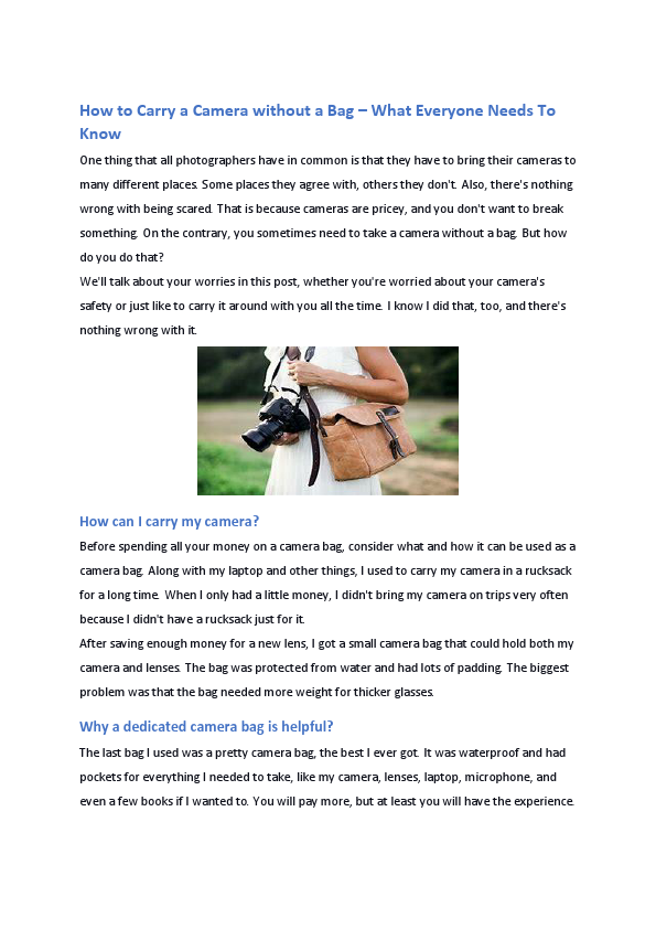 How to Carry a Camera without a Bag – Everything You Should Know-1.pdf