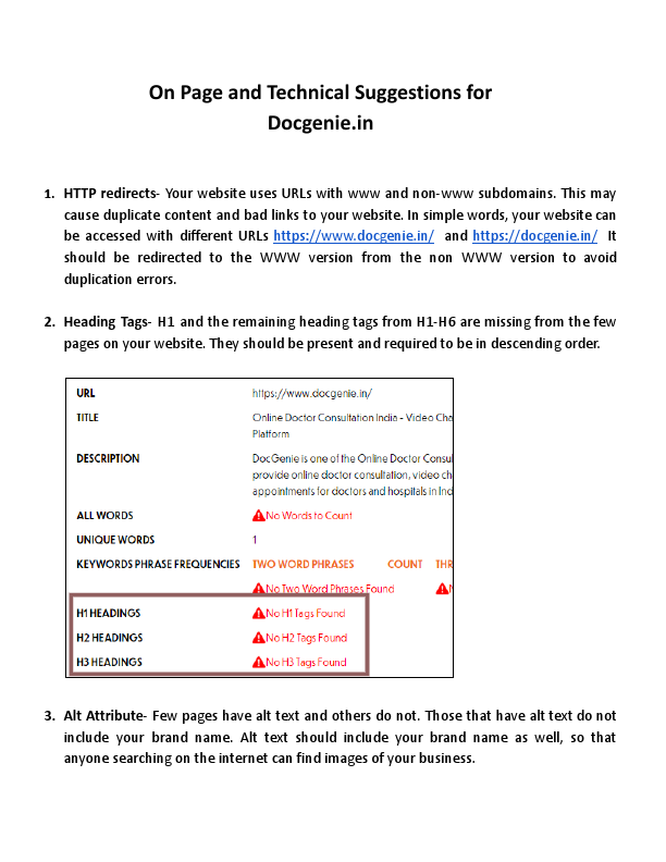 On Page and Technical Suggestions for Docgenie.pdf