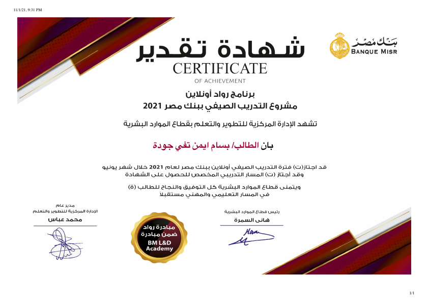 Banque Misr Training Certificate .pdf