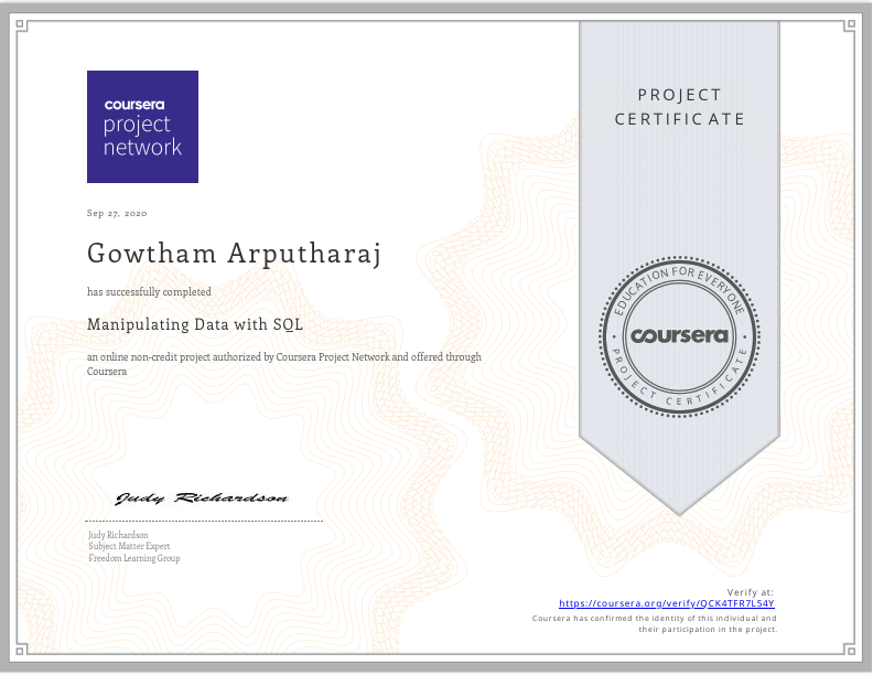 Coursera - Manipulating Data with Sql.pdf