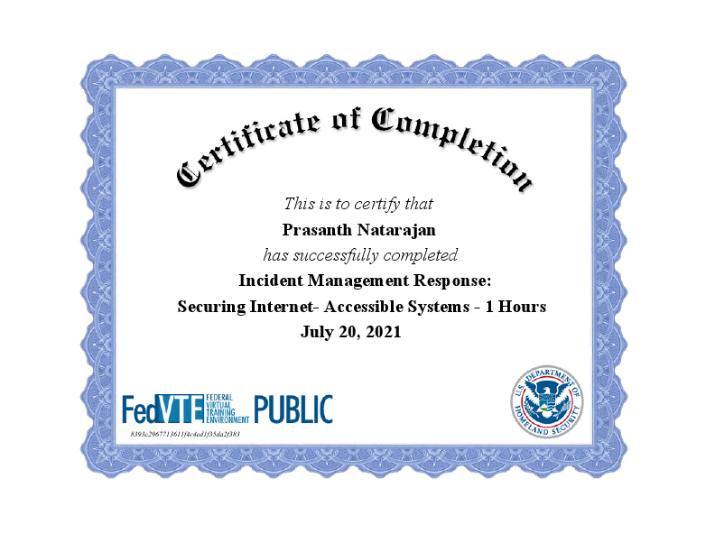 Certified in Securing Internet Accessible Systems - US DHS Certificate.pdf