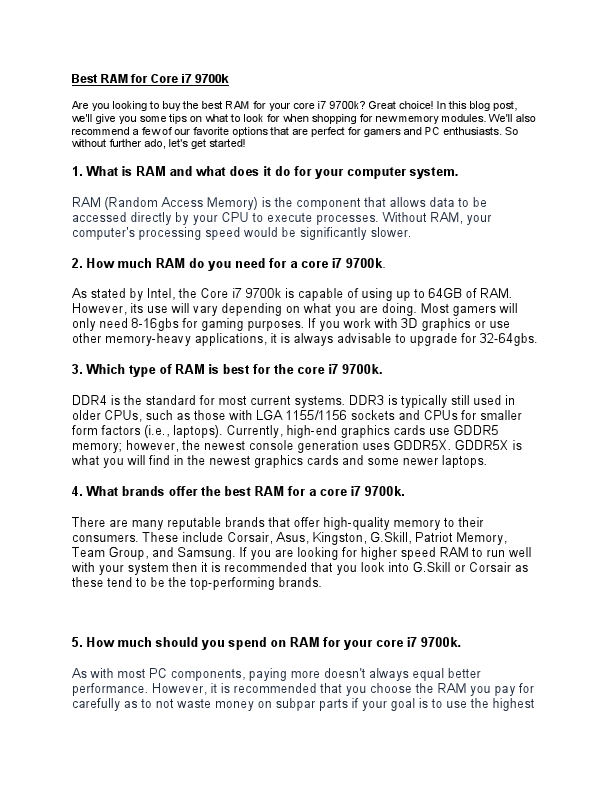 Best RAM for Core i7 9700k.pdf