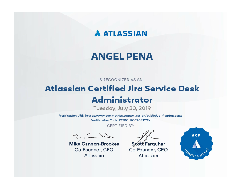 Atlassian Certified Jira Service Desk Administrator certificate.pdf