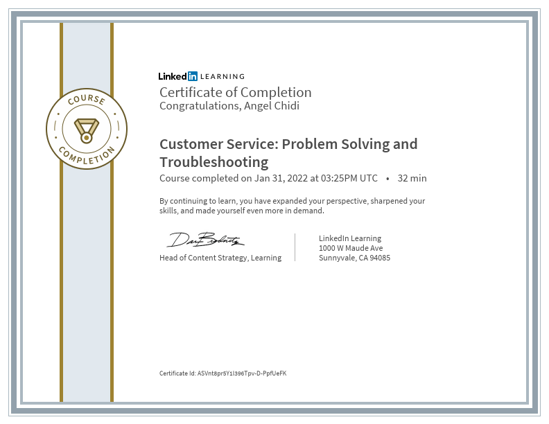 CertificateOfCompletion_Customer Service Problem Solving and Troubleshooting (1).pdf