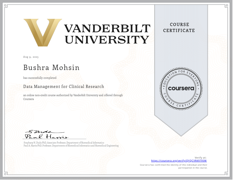 Data Management for Clinical Research Certificate.pdf