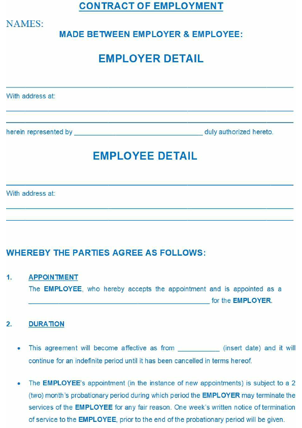 Employment Contract Template - Excel Word Template.pdf
