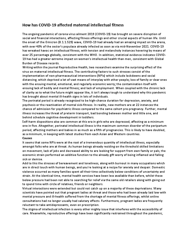 How has COVID-19 affected maternal intellectual fitness.pdf