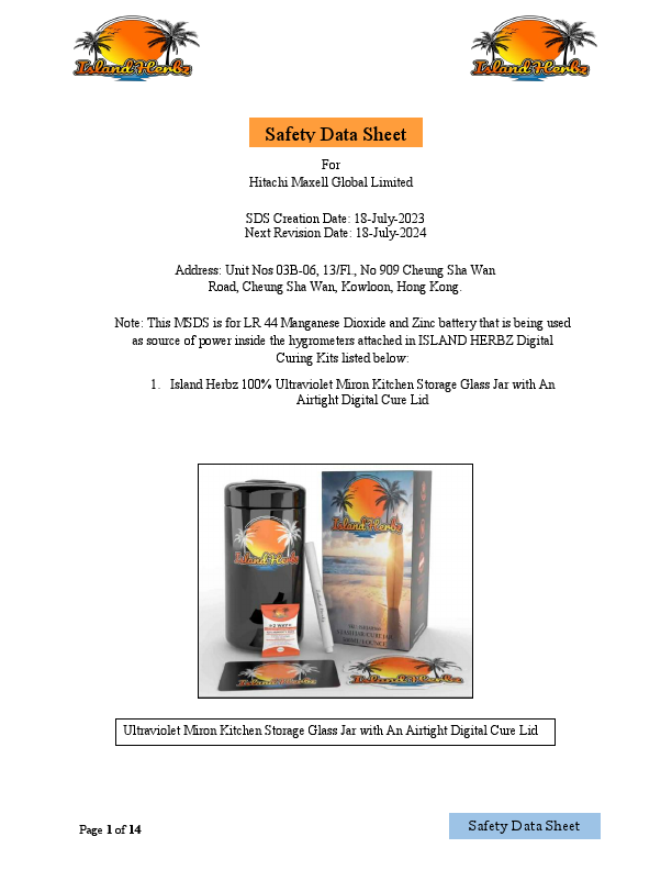 SDS 100% Ultraviolet Miron Kitchen Storage Glass Jar with An Airtight Digital Cure Lid Island Herbz.pdf