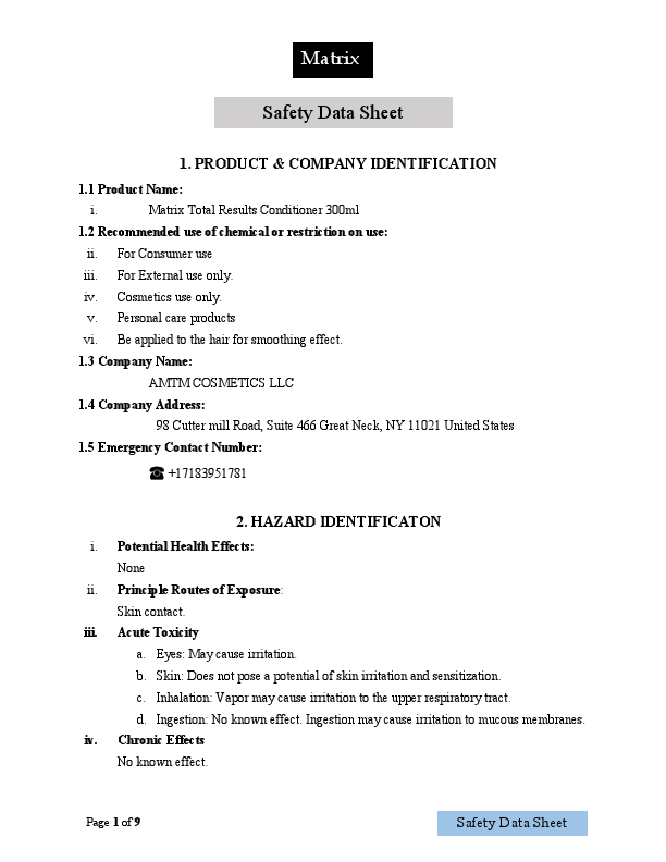 SDS Matrix Total Results Conditioner 300ml.pdf