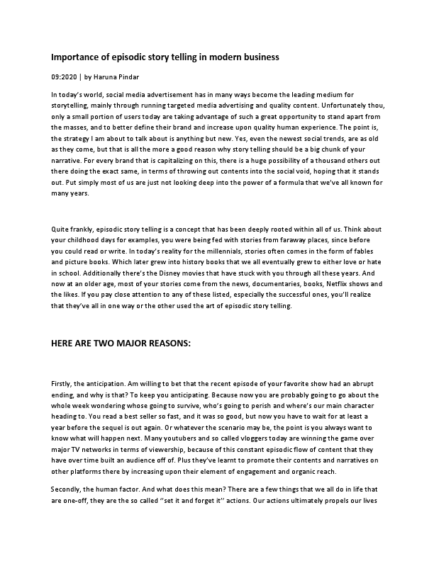 Importance of episodic storytelling in Modern Business.pdf