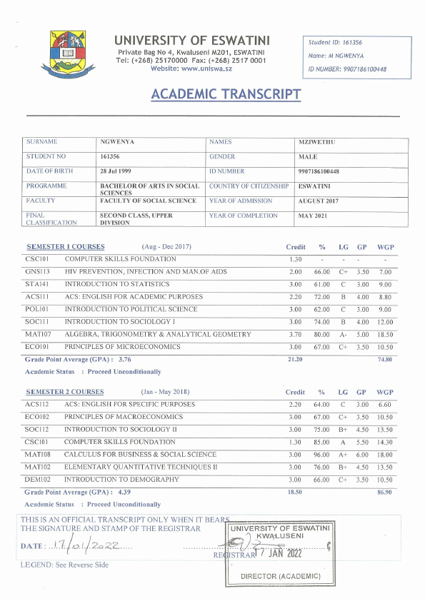 Mziwethu Ngwenya Uneswa Transcript.PDF
