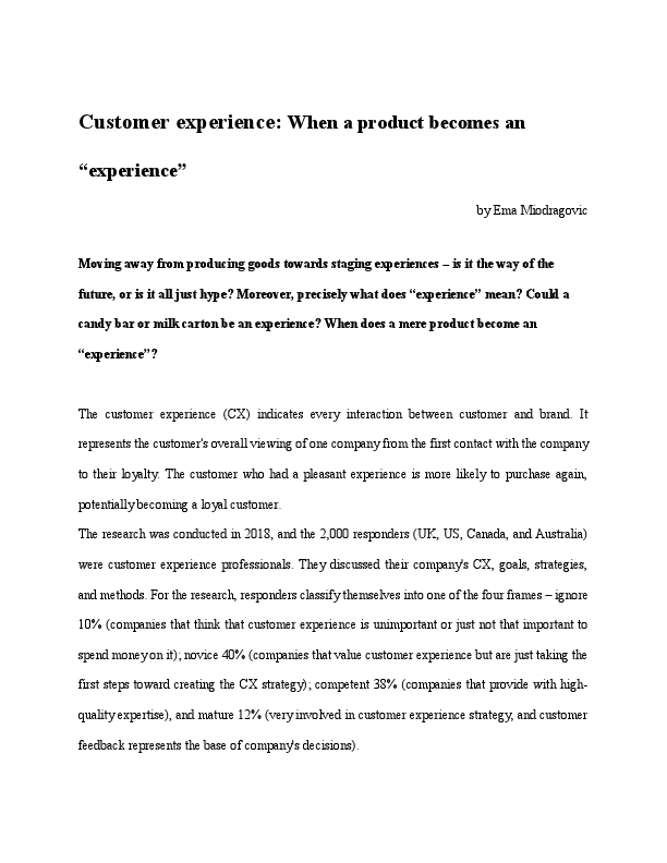 Customer Experience When a Product Becomes an Experience.pdf