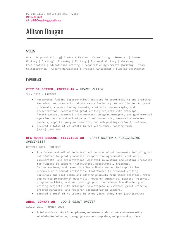 A. Dougan - Grant Writing Resume.pdf