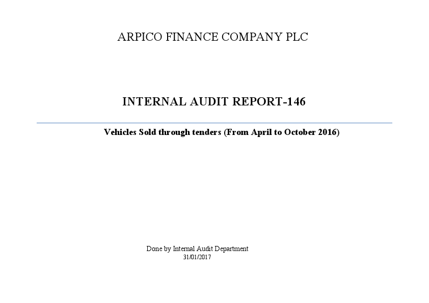 IA Report No 146- Vehicles Sold through tenders (From April to October 2016).pdf