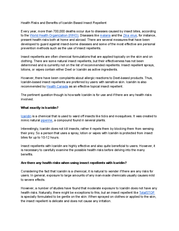 Health Risks and Benefits of Icaridin Based Insect Repellent (revised).pdf