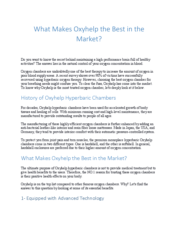 What Makes Oxyhelp the Best in the Market.pdf