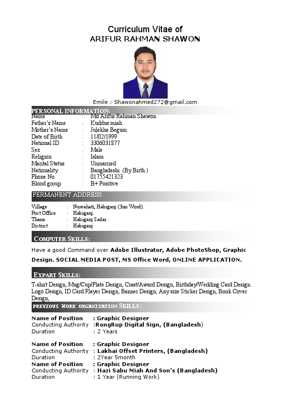 Curriculam Vitae of MD arifur rahman Shaown.pdf