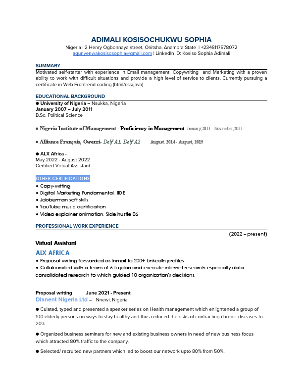 ADIMALI KOSISOCHUKWU SOPHIA tailored Resume .pdf