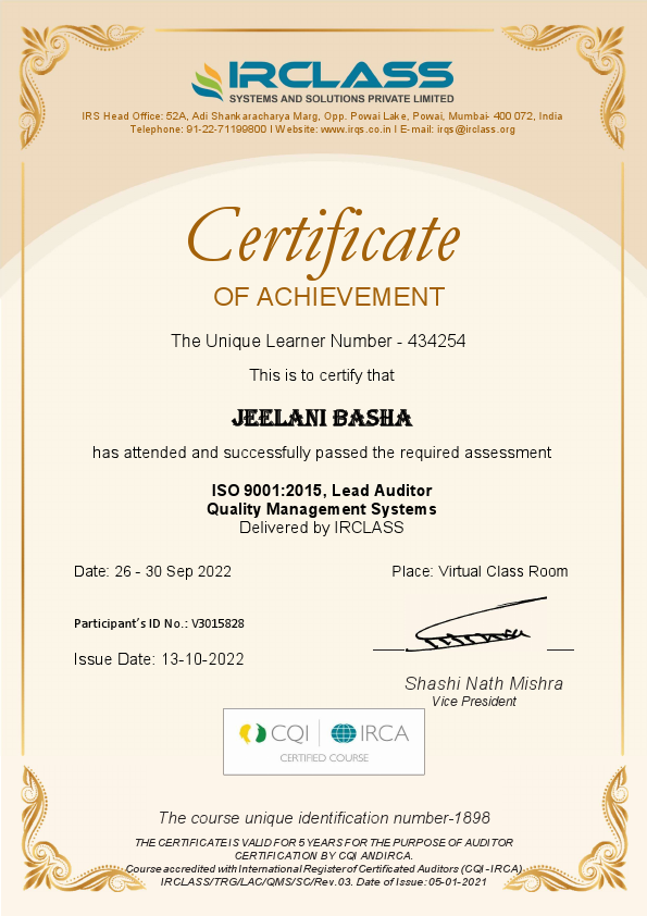 ISO 9001 QMS LA 26 - 30 Sep 2022_Jeelani Basha.pdf