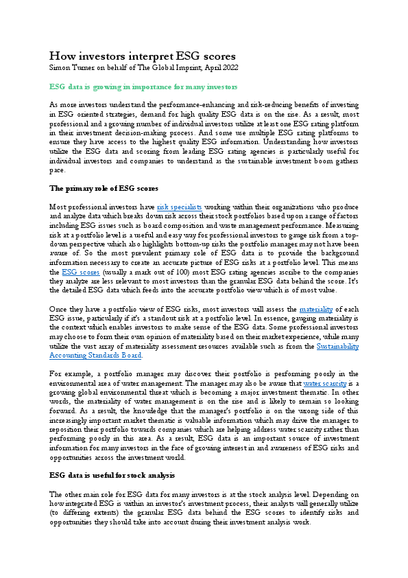 How investors interpret ESG scores - Simon Turner.pdf