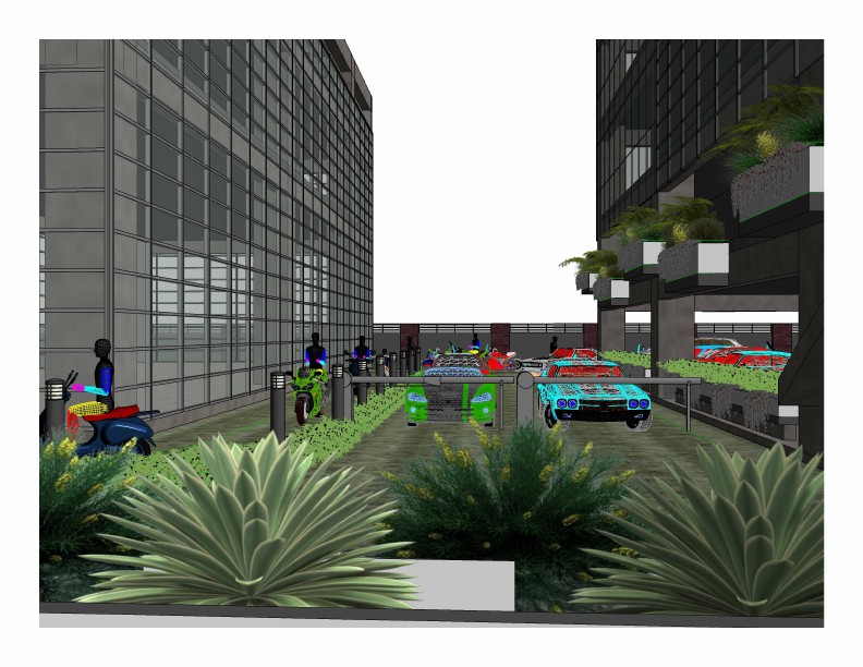 view of the exit road between main and service building.pdf