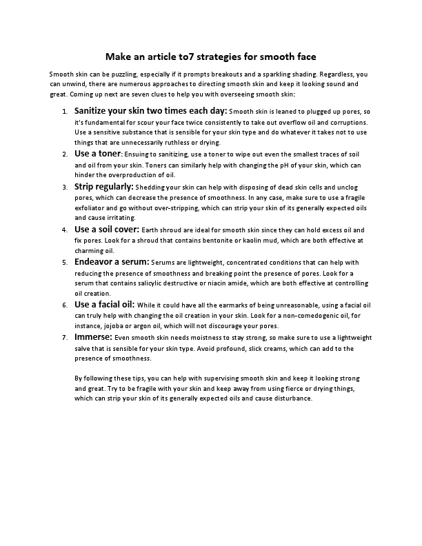 Make an article to7 strategies for smooth face.pdf